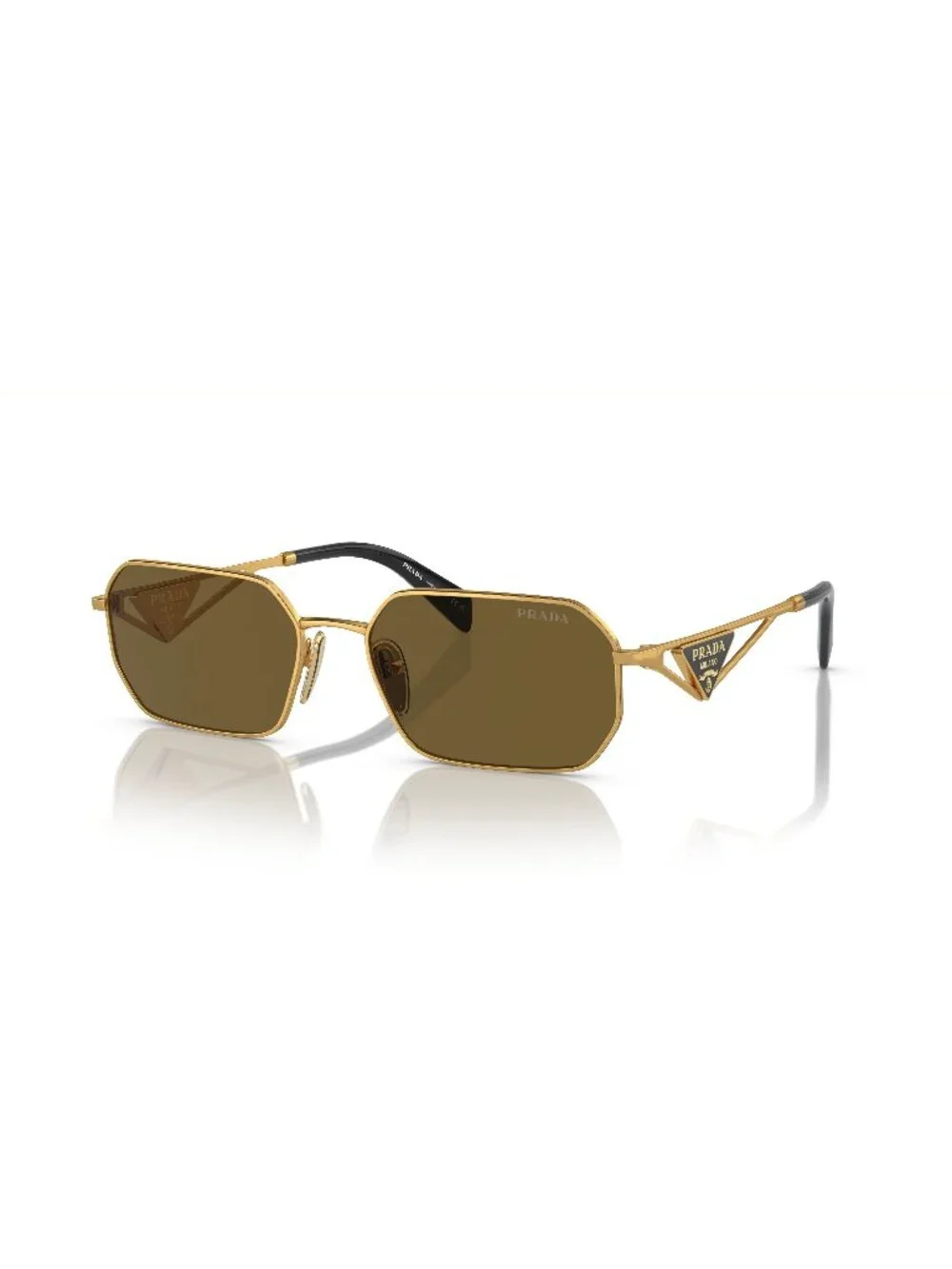 New Prada Women's Sunglasses Gold Aviator Brown Lens Metal Frame PR A51S 15N01T